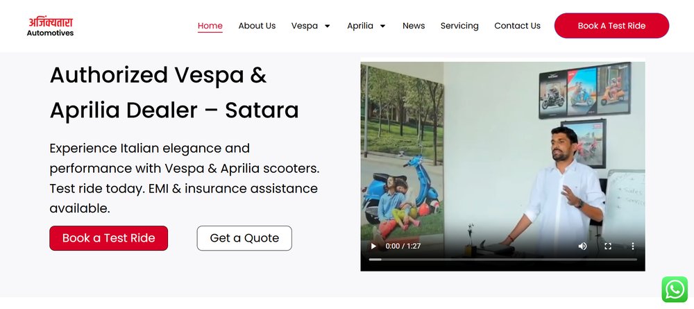 Ajinkyatara Automotives website homepage
