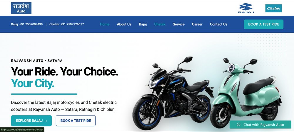 Rajvansh Auto website homepage